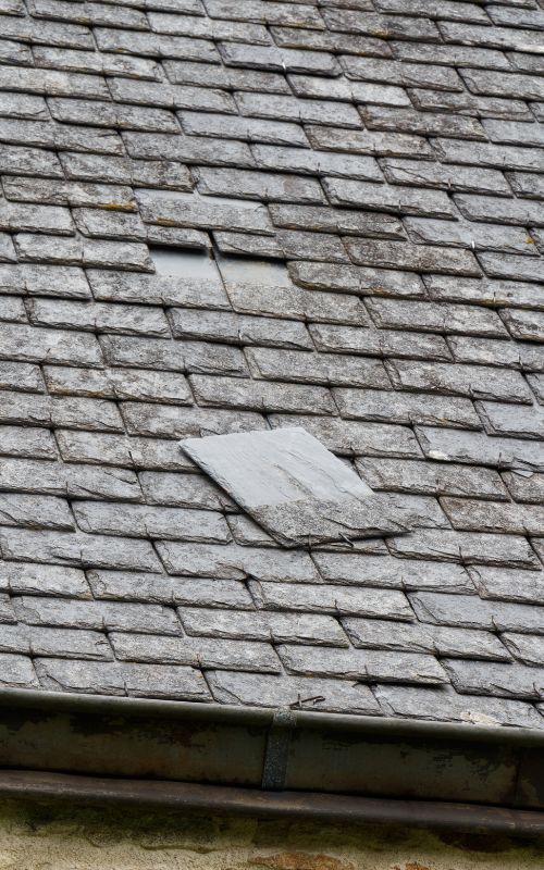Missing slate roof tile