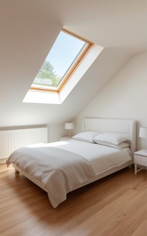 Skylight window in a house